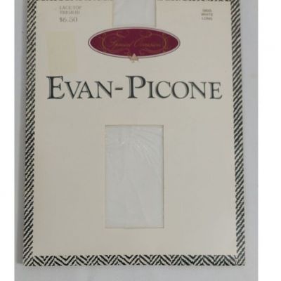 Evan-Picone White Thigh High Stockings 580G Lace Top Size Long